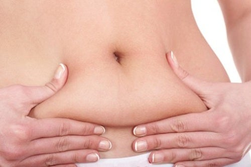 Woman gut catching fat