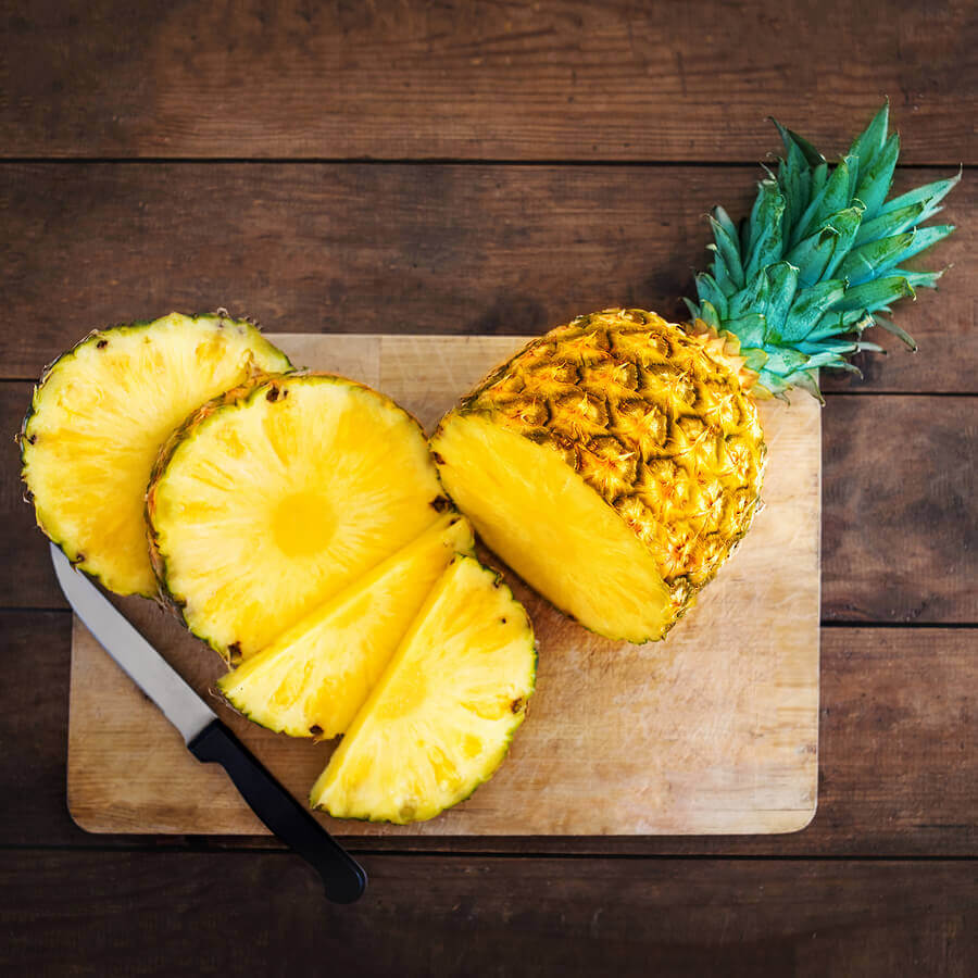 Pineapple is a fruit with a high water content.