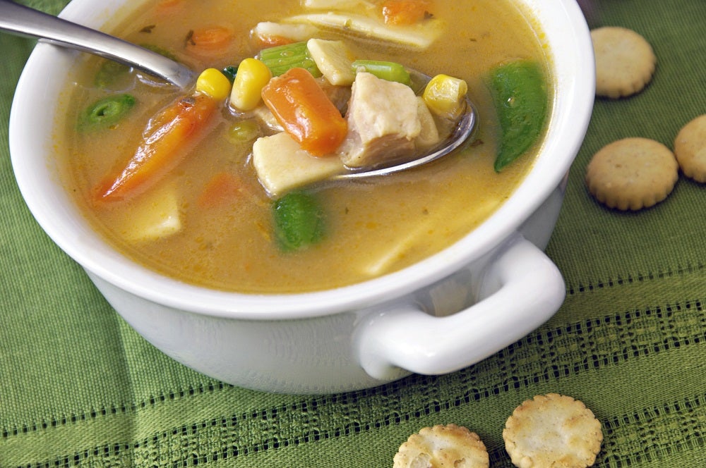 Broth with healthy vegetables.