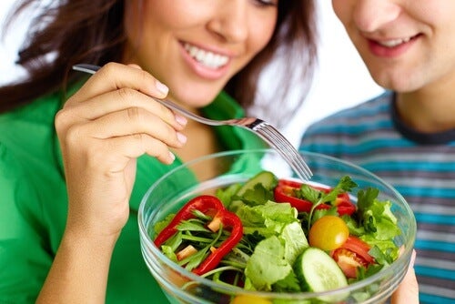 people eating salad